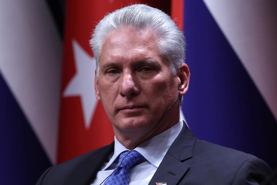 Cuban President Miguel Diaz-Canel attends a joint press conference with Turkish President in Ankara, on November 23, 2022. (Photo by Adem ALTAN / AFP)