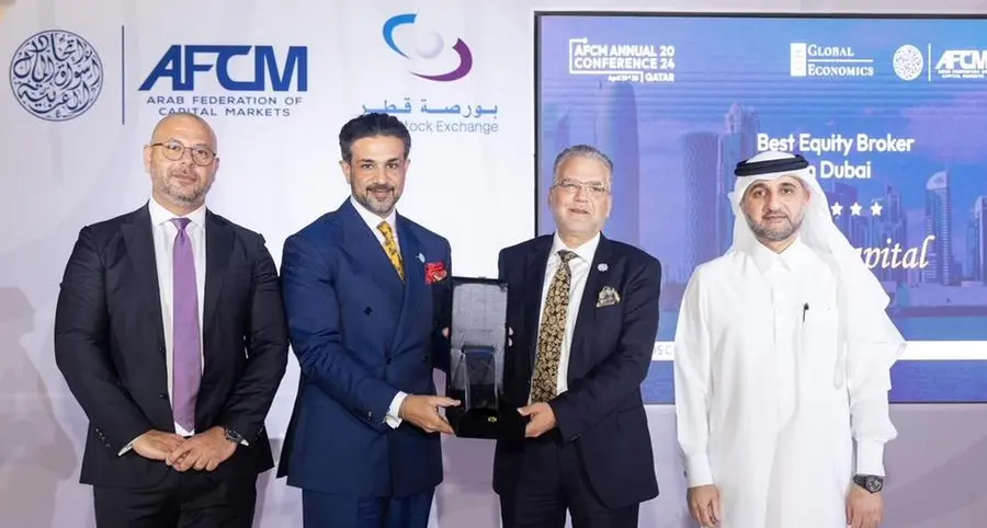 \"BHM Capital\" secures \"Best Equity Broker in Dubai\" Award at the 2024 Arab Federation of Capital Markets Conference