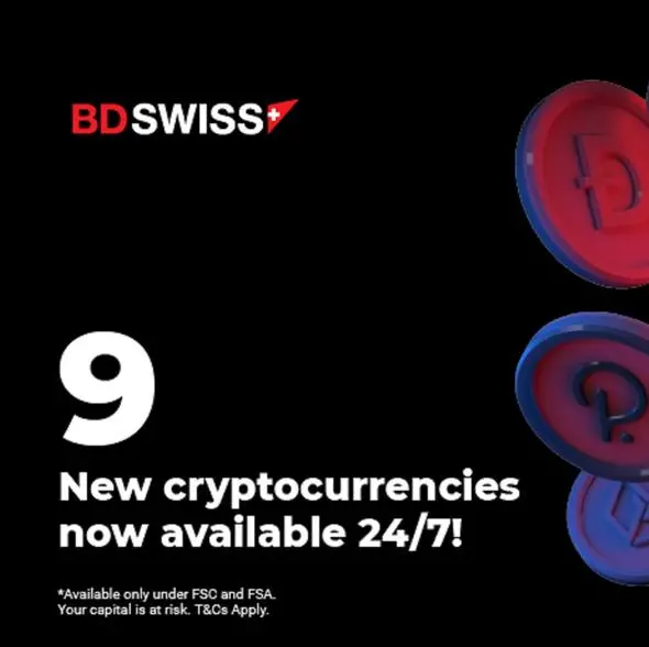 BDSwiss expands its cryptocurrency offering with 9 new CFDs