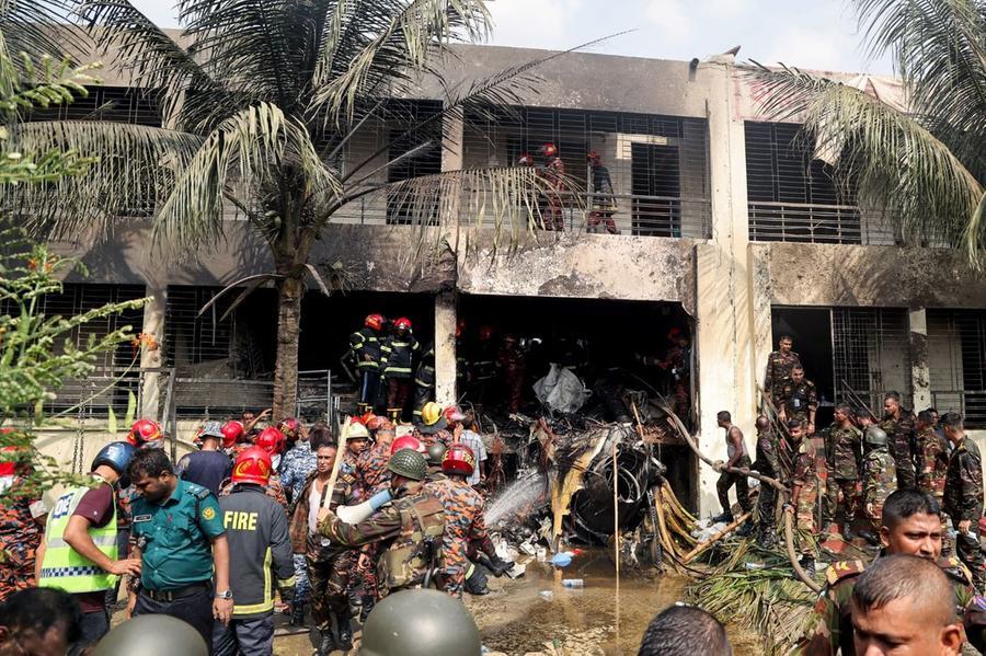 A Bangladesh Air Force training jet crashes into Dhaka school, killing at least 19