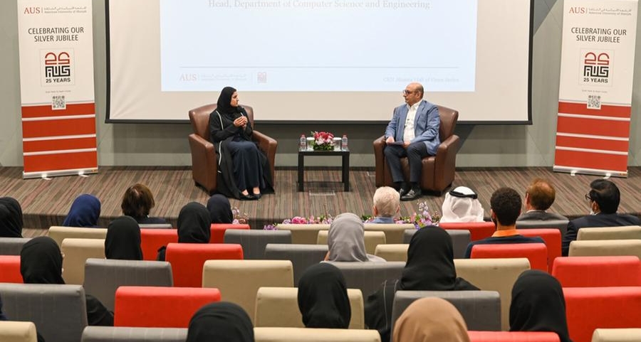 HE Sarah Al Amiri addresses faculty, students at inaugural College of Engineering Alumni Hall of Fame Series at AUS