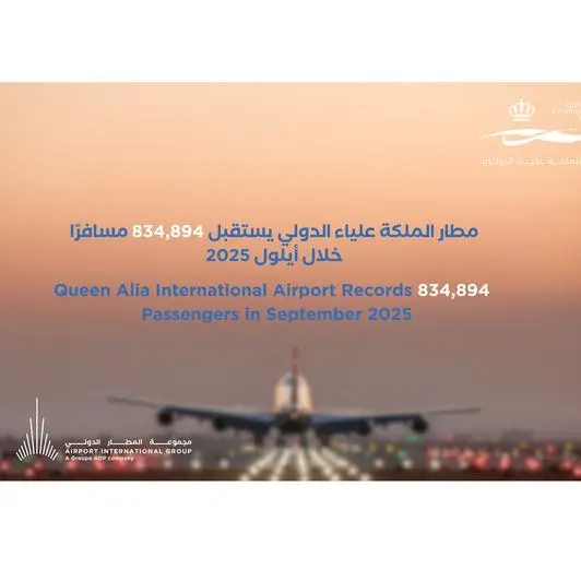 Queen Alia International Airport records 834,894 million passengers in September 2025