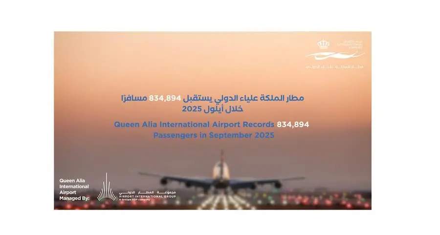 Queen Alia International Airport records 834,894 million passengers in September 2025