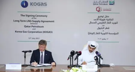 Qatar Petroleum and Korea Gas Corporation signs a 20-year SPA to supply 2mln tons of LNG annually