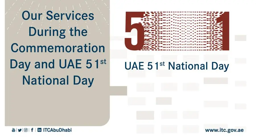 ITC announces its services schedule during Commemoration Day and the UAE 51st National Day Holiday
