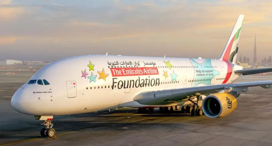 Dedicated A380 livery unveiled, highlighting the Emirates Airline Foundation’s work to improve the lives of children