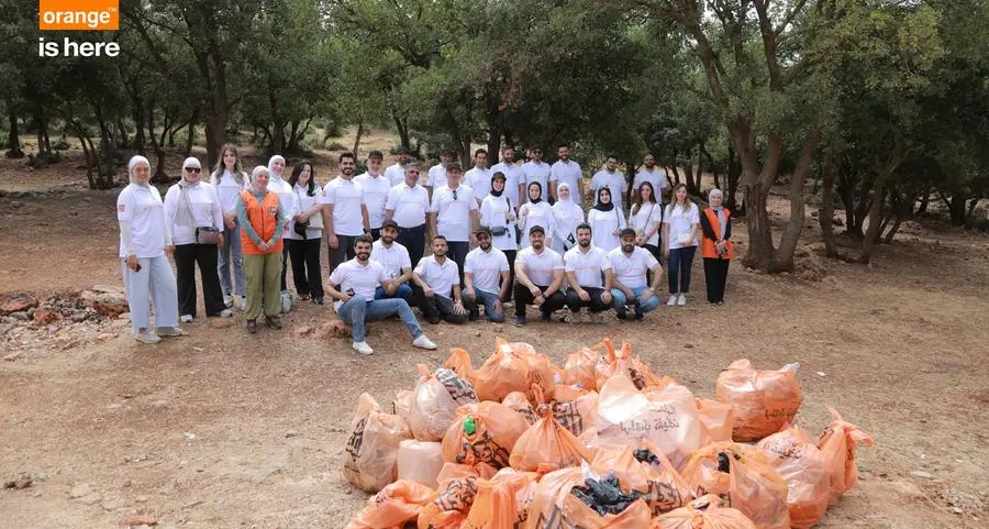 Orange Jordan employees volunteer on World Cleanup Day in a cleanup campaign at Ishtafina Forest in Ajloun