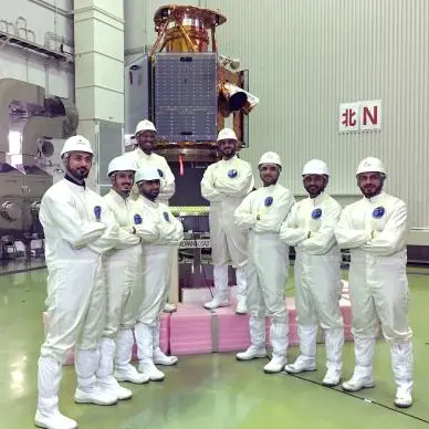 A team from Mohammed bin Rashid Space Centre in Japan preparing to launch KhalifaSat