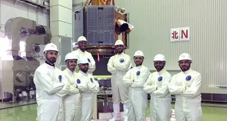 A team from Mohammed bin Rashid Space Centre in Japan preparing to launch KhalifaSat