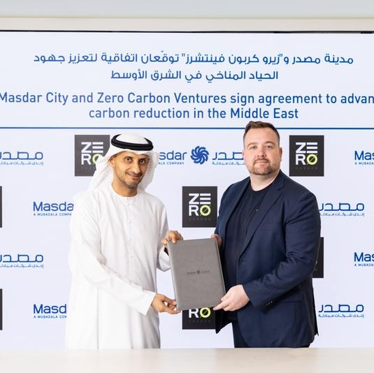 Masdar City and Zero Carbon Ventures sign agreement to advance carbon reduction in the Middle East