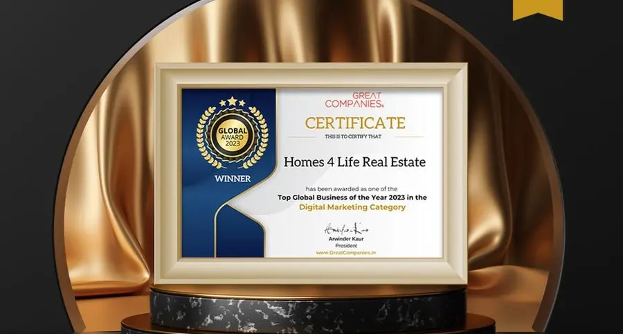 Homes 4 Life Real Estate recognized as the Top Global Business of the Year 2023