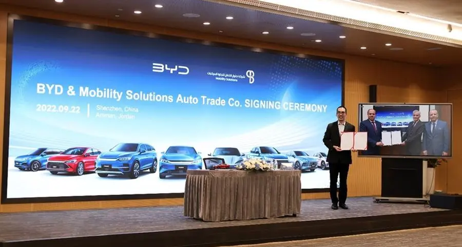 مصحح: شركة BYD للسيارات تتعاون مع شركة حلول التنقل لتجارة المركبات في الأردن
