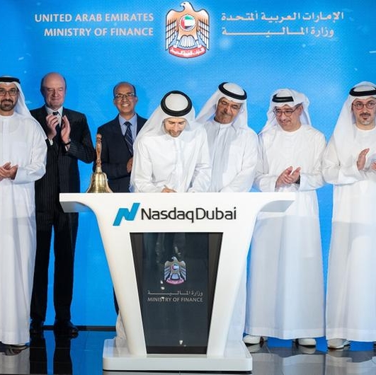 Mohamed Bin Hadi Al Hussaini rings Nasdaq Dubai’s bell