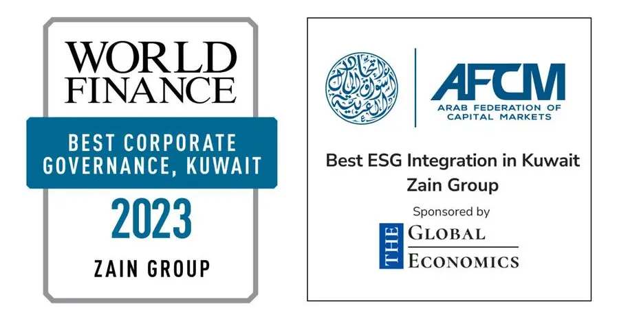 Zain wins two ‘Best Corporate Governance in Kuwait’ awards from World Finance and the Arab Federation of Capital Markets