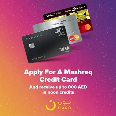 Get noon.com credits and discounts with Mashreq bank