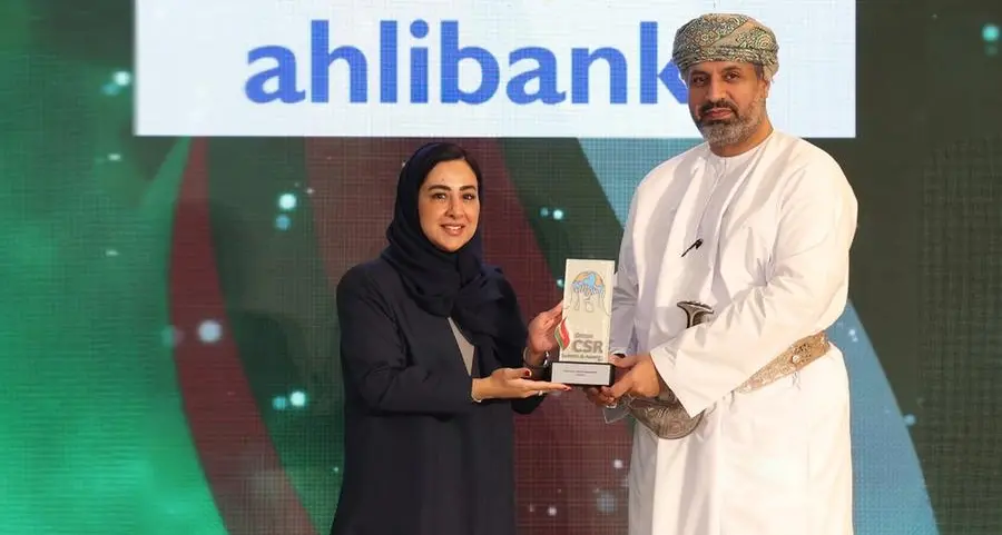 Ahlibank wins the Excellence in Social Responsibility award at the Oman CSR Summit and Awards