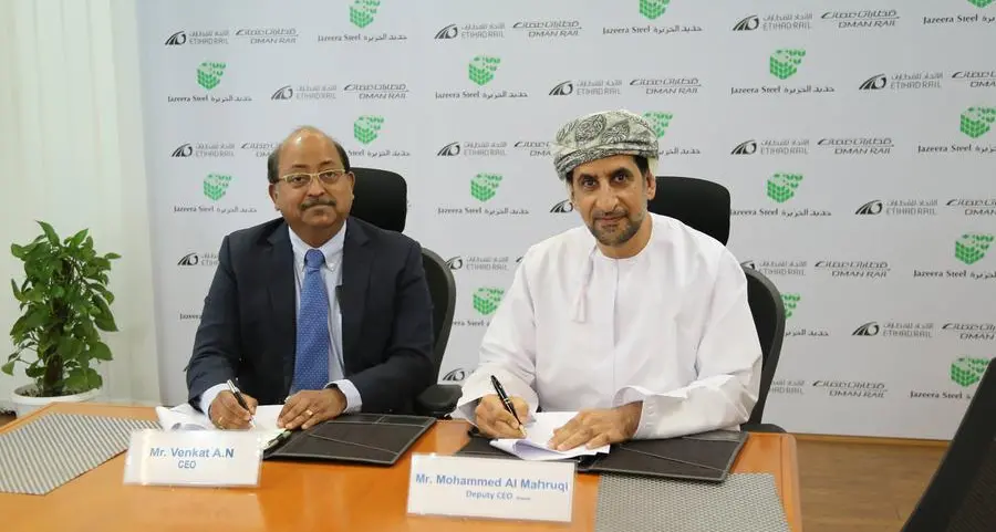 Oman and Etihad Rail Company and Al Jazeera Steel Product Co. sign an MoU for the transportation of raw materials