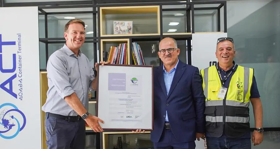 Aqaba Container Terminal awarded PERS environmental certification by the European Sea Ports Organization