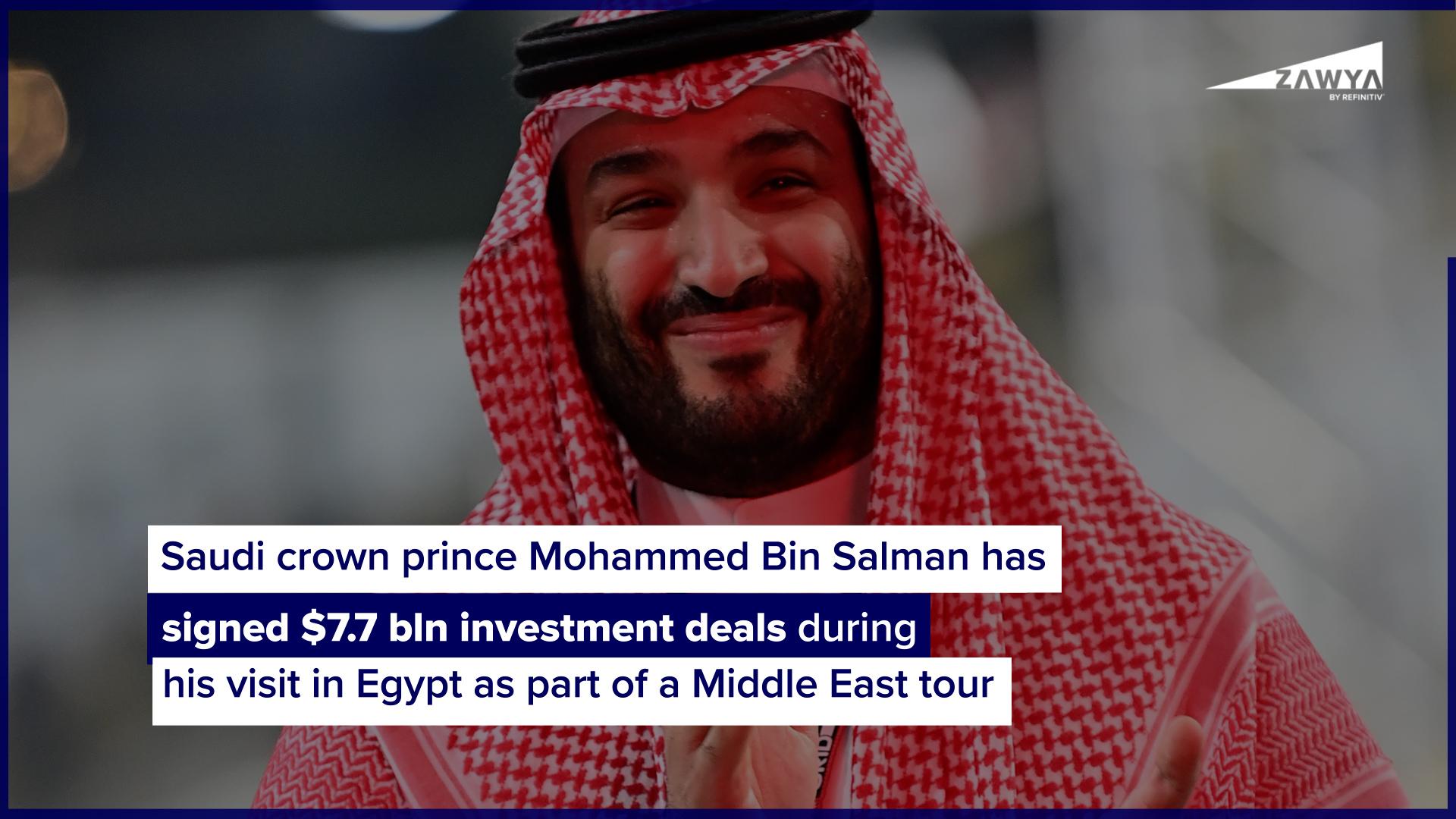 Saudi, Egypt sign $7.7bln deals as crown prince visits Cairo