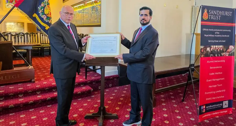 Saeed Mohammed Al Tayer honoured as the first outstanding civilian leader by Sandhurst Lifetime of Leadership Excellence Award