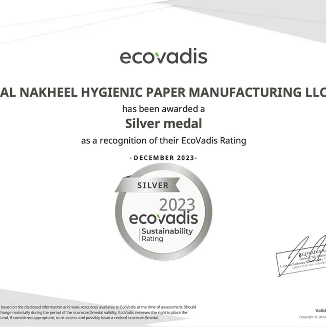 Fine Hygienic Holding celebrates EcoVadis Silver rating awarded to Al Nakheel Hygienic Paper Manufacturing