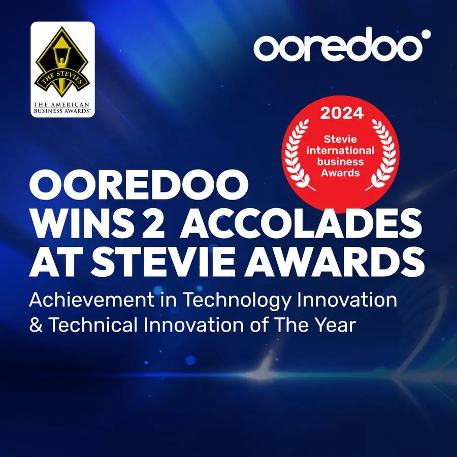 Ooredoo Kuwait wins fouble in Stevie’s Technology Excellence and International Business Award programs