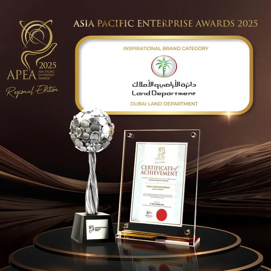 Dubai Land Department wins ‘Inspirational Brand Category’ award, reaffirming the emirate’s real estate leadership