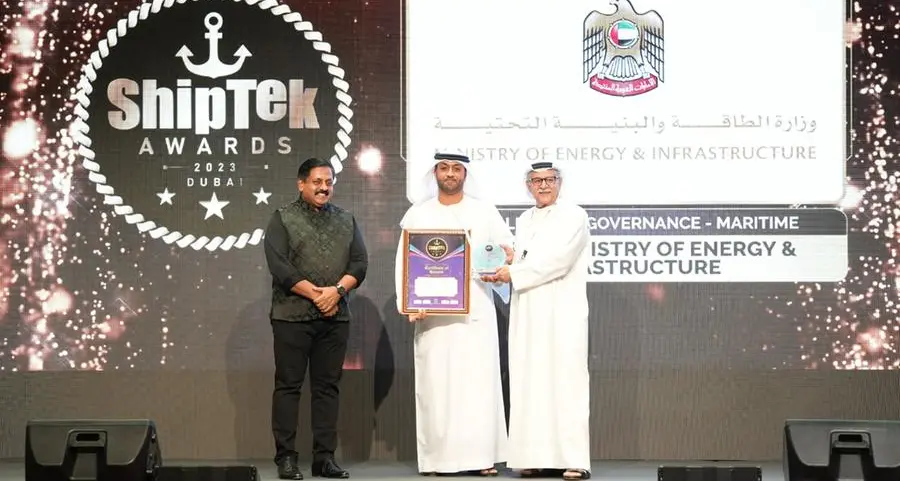 UAE Ministry of Energy and Infrastructure wins “Excellence In Governance - Maritime” award at ShipTek Awards 2023