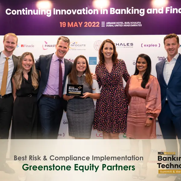 Greenstone wins award for “Best risk & compliance implementation” at MEA Finance awards 2022