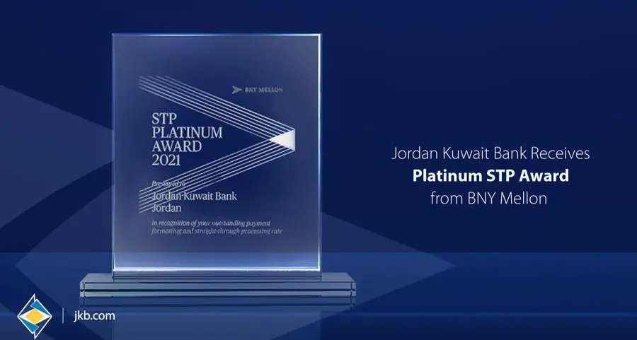 Jordan Kuwait Bank receives Platinum STP Award from BNY Mellon