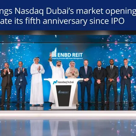 ENBD REIT rings Nasdaq Dubai’s market opening bell to celebrate its fifth anniversary since IPO