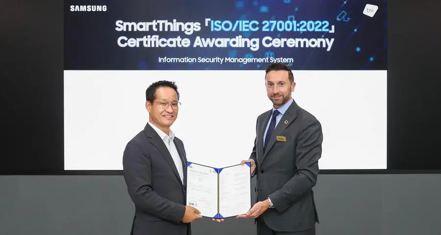 Samsung Electronics receives ISO 27001 certification for its SmartThings platform