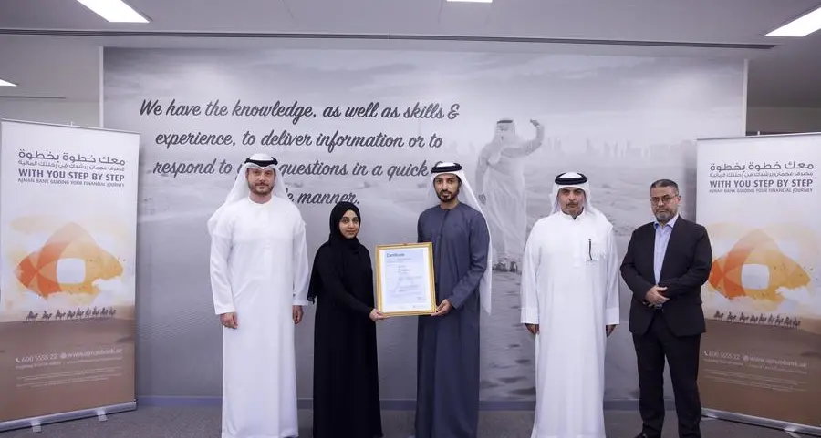 Ajman Bank achieves ISO 9001:2015 and ISO 10002:2018 certifications