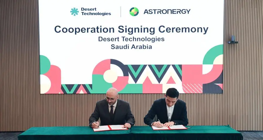 Desert Technologies signs agreement with Astronergy for 13 MWp of N-type solar PV modules