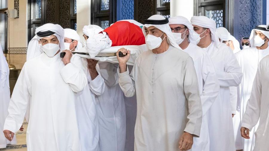 Mohamed bin Zayed, Sheikhs perform funeral prayer for late UAE President