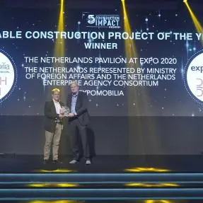 The Netherlands Pavilion at Expo 2020 Dubai wins the \"Sustainable Construction Project of the year\" category
