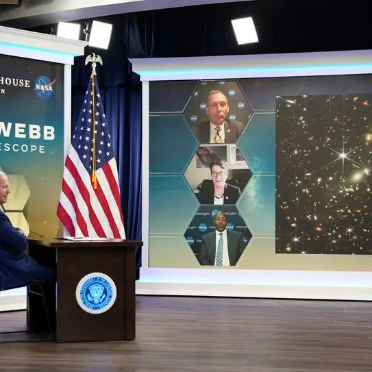 Biden unveils Webb space telescope's first full-color image of distant galaxies