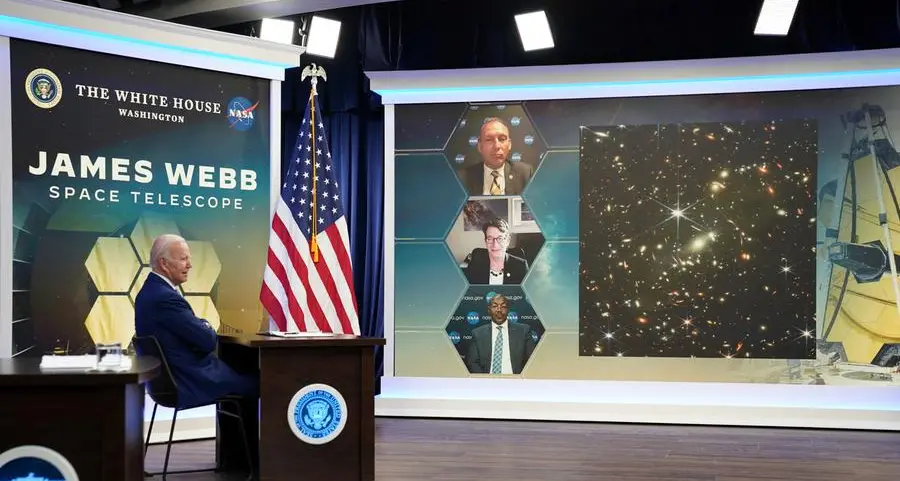 Biden unveils Webb space telescope's first full-color image of distant galaxies