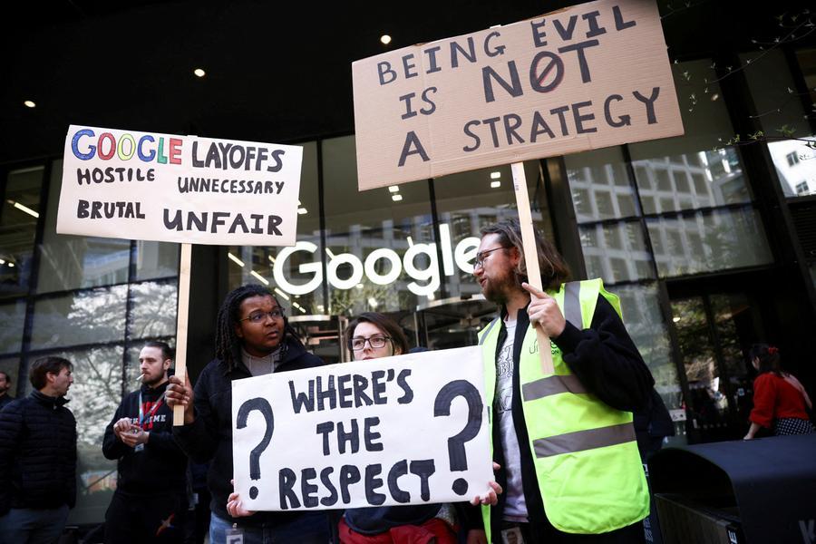 Google workers in London stage walkout over job cuts