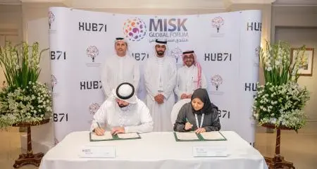 منصة Hub71 ومؤسسة \"مسك\" السعودية توقعان مذكرة تفاهم تهدف إلى تعزيز أوجه التعاون واستفادة روّاد الأعمال من القدرات المتوفرة بسوقي دولة الإمارات والمملكة