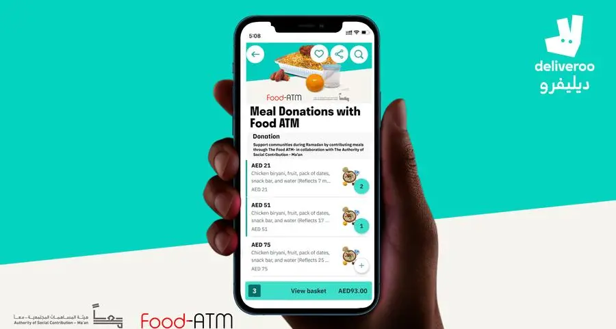 Deliveroo collaborates with The Authority of Social Contribution - Ma’an to launch the Food ATM initiative this Ramadan