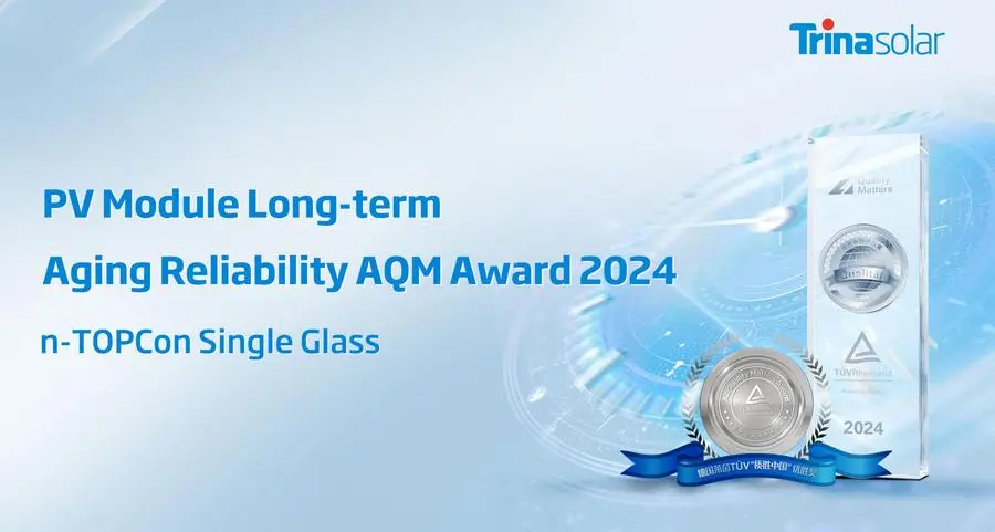 Trinasolar wins TÜV Rheinland’s PV Module Long-term Aging Reliability AQM Award 2024 for n-TOPCon single glass