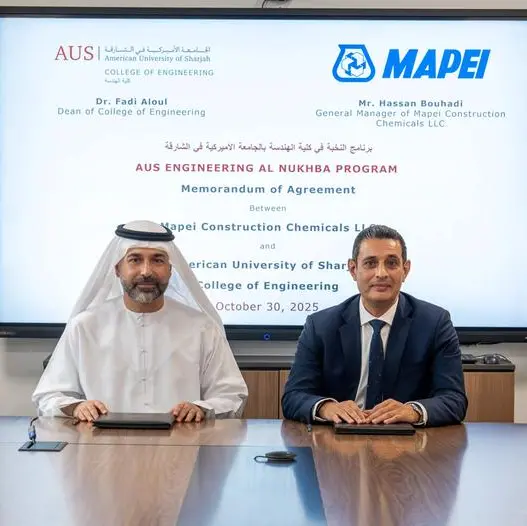 AUS signs MoA with Mapei to grow talent for the UAE construction sector