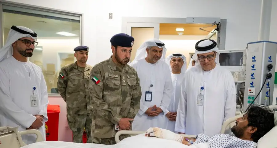 Head of the Abu Dhabi Emergencies, Crises and Disasters Management Team visits those affected by the Iranian attacks