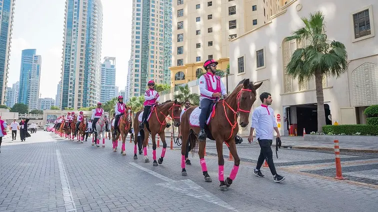 Pink Caravan Equestrian Brigade strides through Dubai streets with cheers of awareness