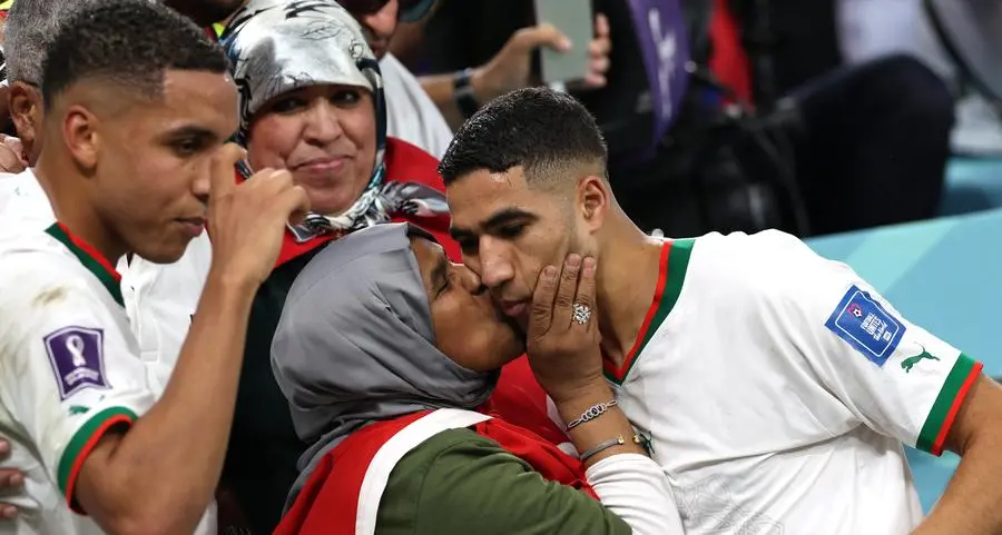 How Morocco's Achraf Hakimi celebrates win over Belgium with his mother at the stadium