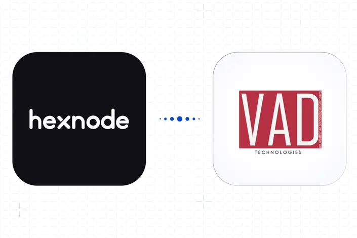 Hexnode, the award-winning Unified Endpoint Management (UEM) solution from Mitsogo Inc., has announced a strategic partnership with VAD Technologies. Image Courtesy: Hexnode