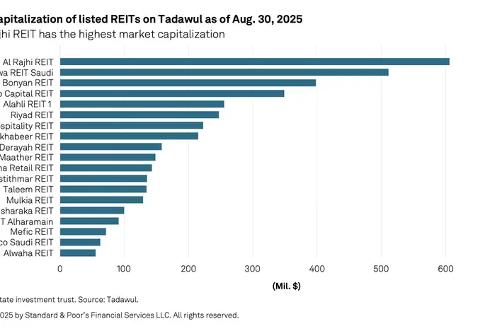 Market Capitalisation of Listed REITs on Tadawul - Source: S&P Global Report 'Saudi REITs: A Market In The Making'