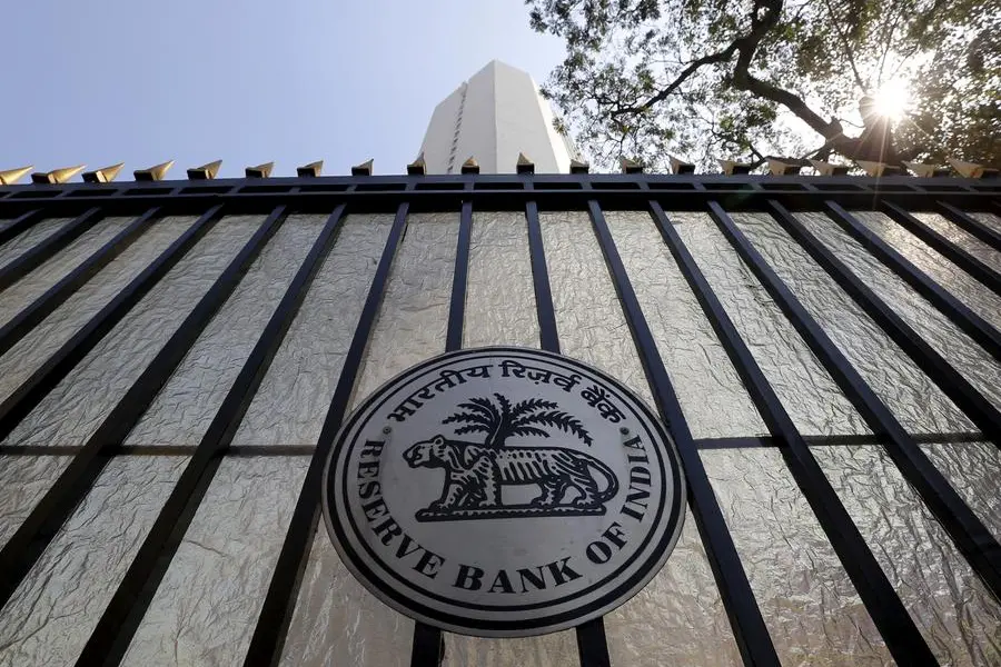 FILE PHOTO: The Reserve Bank of India (RBI) seal is pictured on a gate outside the RBI headquarters in Mumbai, India, on February 2, 2016. REUTERS/Danish Siddiqui. , Reuters
