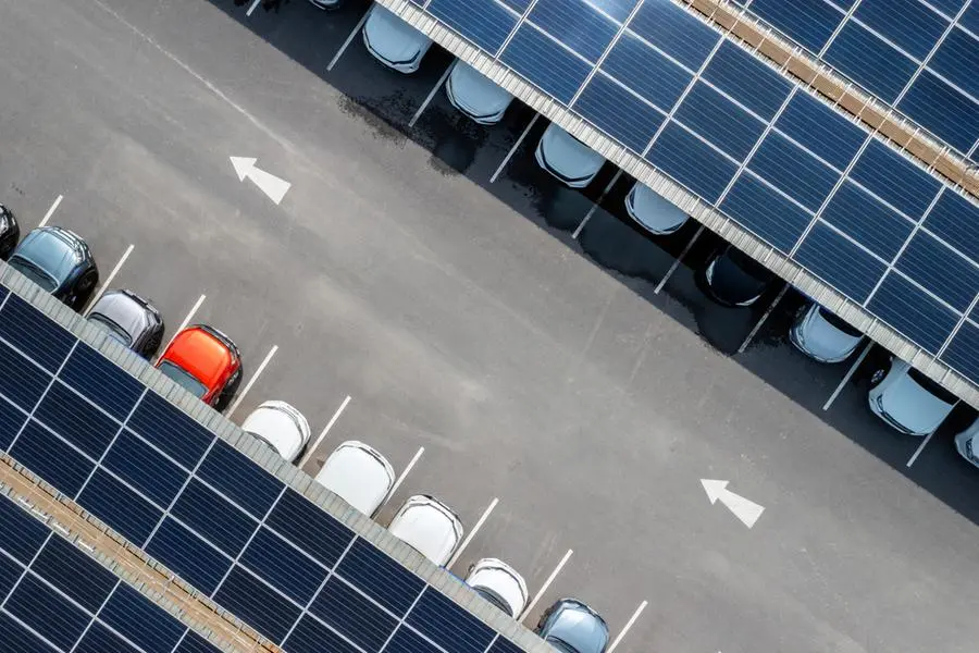 Aerial view solar panel ,Parking Lot . Image used for illustrative purpose. Image courtesy: Getty Images/ Thianchai Sitthikongsag , Getty Images